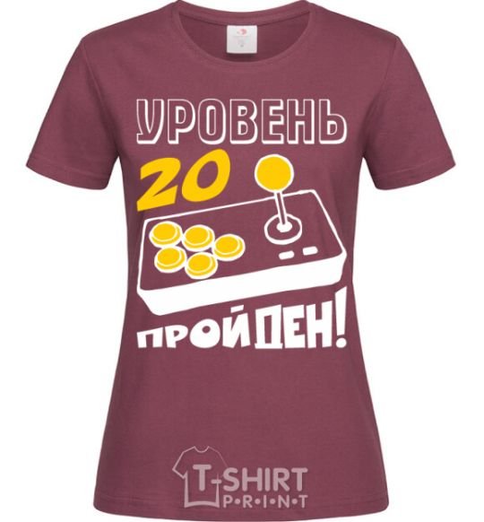 Women's T-shirt Level 20 - passed burgundy фото