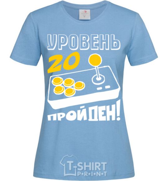 Women's T-shirt Level 20 - passed sky-blue фото