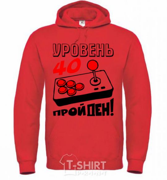 Men`s hoodie Level 40 - passed bright-red фото