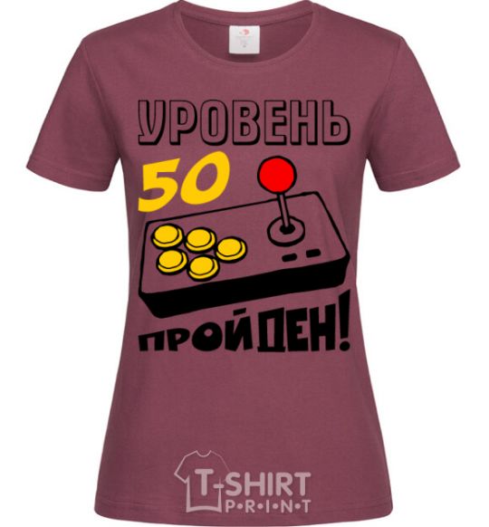 Women's T-shirt Level 50 - passed burgundy фото
