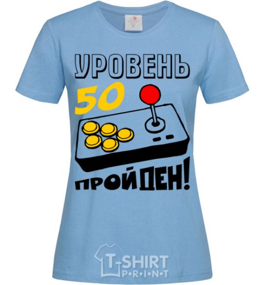 Women's T-shirt Level 50 - passed sky-blue фото