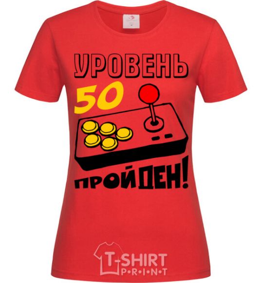 Women's T-shirt Level 50 - passed red фото