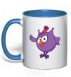 Mug with a colored handle Owl royal-blue фото
