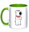 Mug with a colored handle Brian the dog kelly-green фото