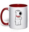 Mug with a colored handle Brian the dog red фото