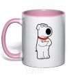 Mug with a colored handle Brian the dog light-pink фото