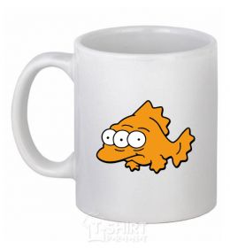 Ceramic mug Three-eyed fish White фото
