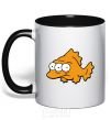 Mug with a colored handle Three-eyed fish black фото