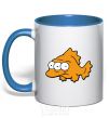 Mug with a colored handle Three-eyed fish royal-blue фото