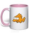 Mug with a colored handle Three-eyed fish light-pink фото