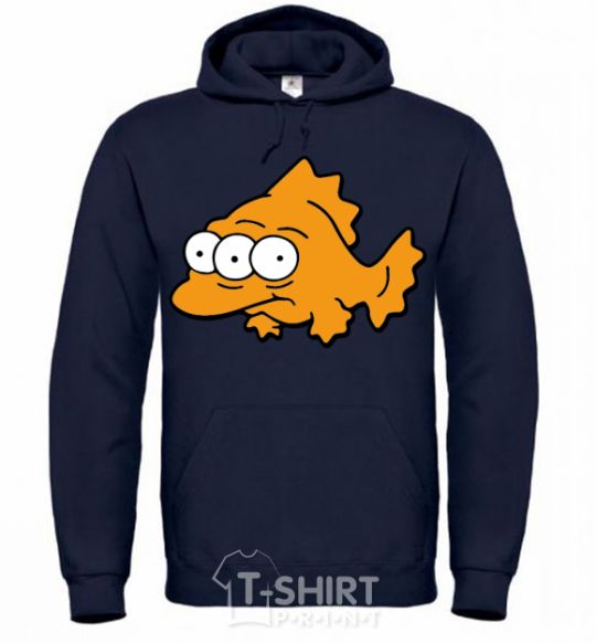 Men`s hoodie Three-eyed fish navy-blue фото