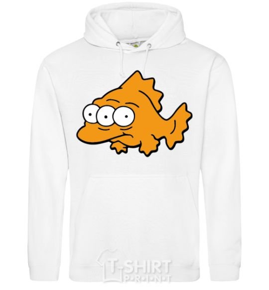 Men`s hoodie Three-eyed fish White фото