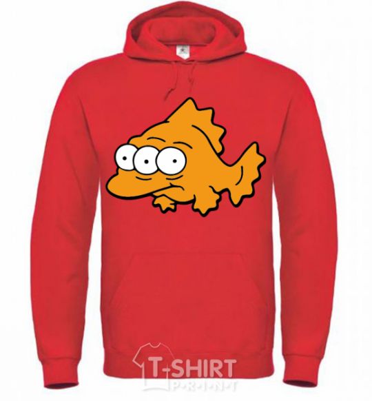 Men`s hoodie Three-eyed fish bright-red фото