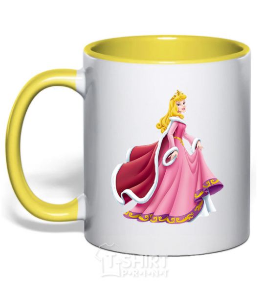 Mug with a colored handle Princess Aurora yellow фото