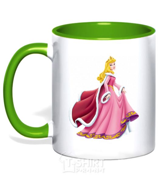 Mug with a colored handle Princess Aurora kelly-green фото