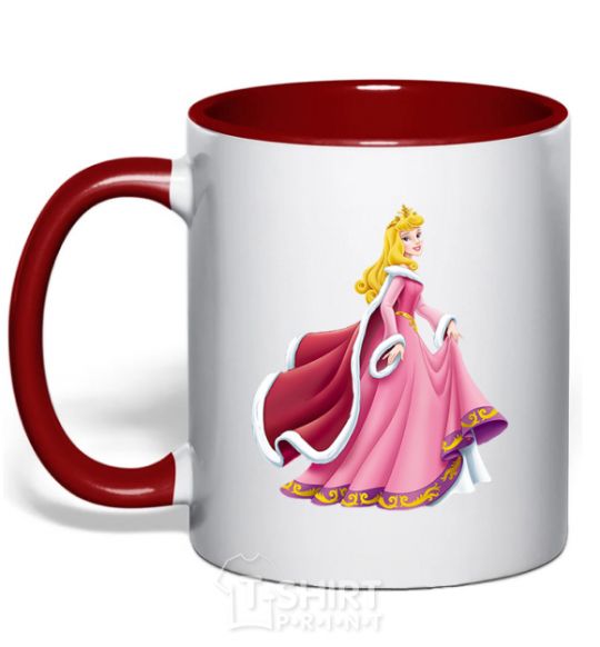 Mug with a colored handle Princess Aurora red фото