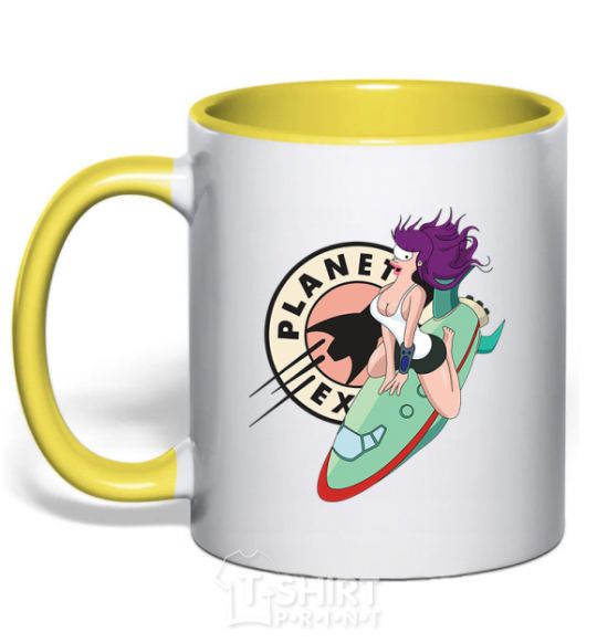 Mug with a colored handle Leela yellow фото