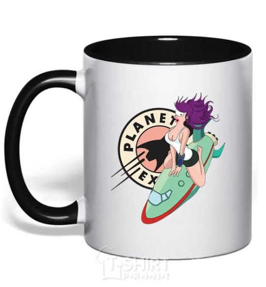 Mug with a colored handle Leela black фото