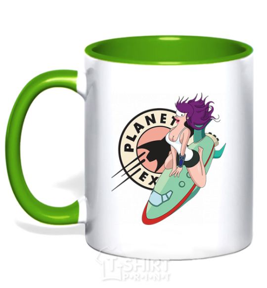 Mug with a colored handle Leela kelly-green фото