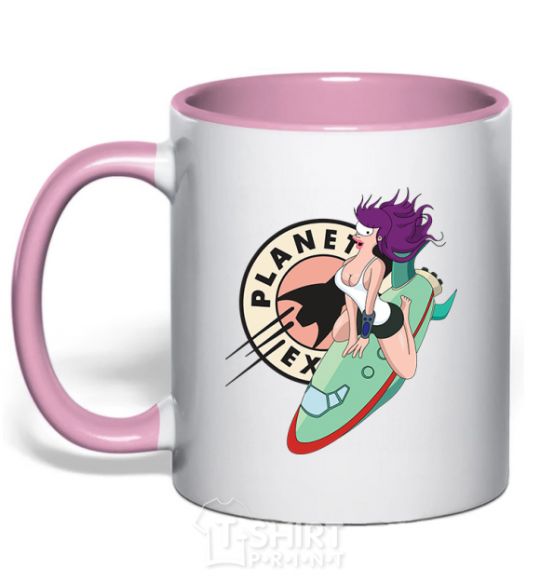 Mug with a colored handle Leela light-pink фото