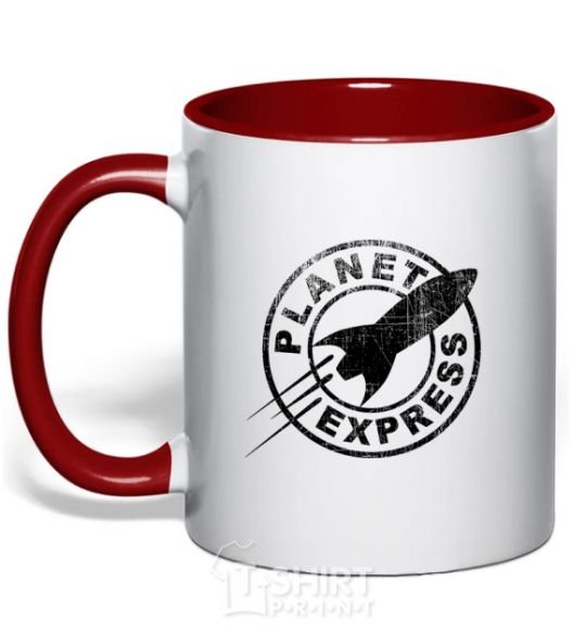 Mug with a colored handle Planet express red фото