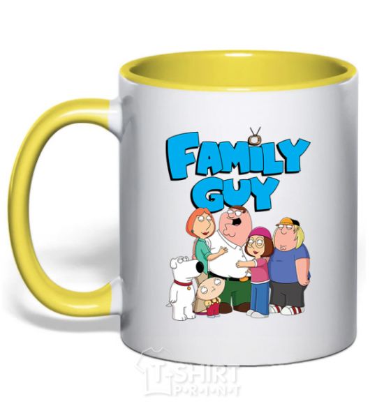 Mug with a colored handle Family guy yellow фото