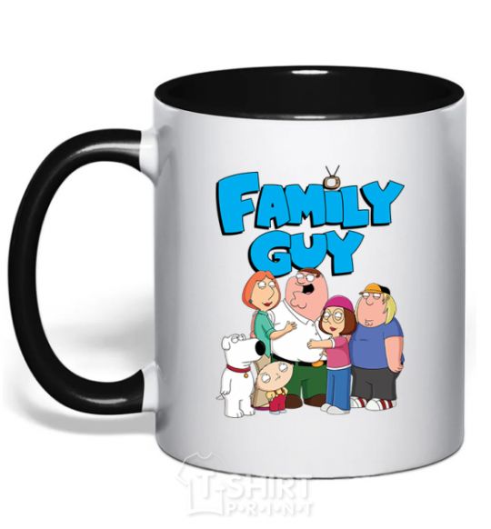 Mug with a colored handle Family guy black фото