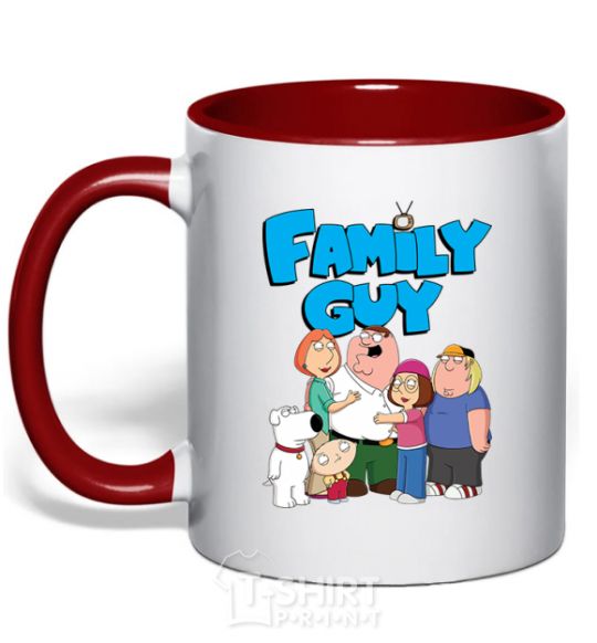 Mug with a colored handle Family guy red фото
