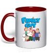 Mug with a colored handle Family guy red фото