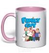 Mug with a colored handle Family guy light-pink фото