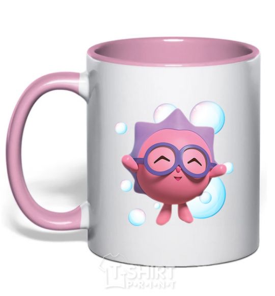 Mug with a colored handle Baby Hedgehog light-pink фото