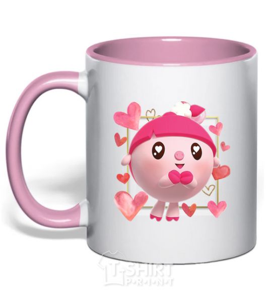 Mug with a colored handle Malyshariki Nyusha light-pink фото