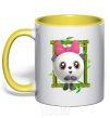 Mug with a colored handle Baby Panda yellow фото