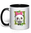 Mug with a colored handle Baby Panda black фото