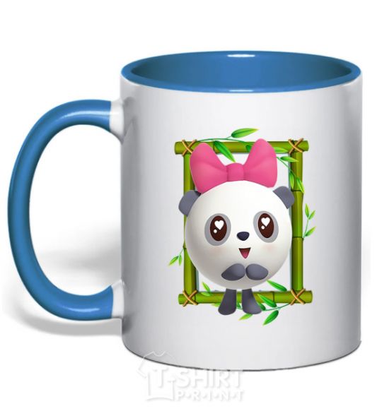 Mug with a colored handle Baby Panda royal-blue фото