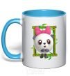 Mug with a colored handle Baby Panda sky-blue фото