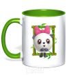 Mug with a colored handle Baby Panda kelly-green фото