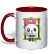 Mug with a colored handle Baby Panda red фото