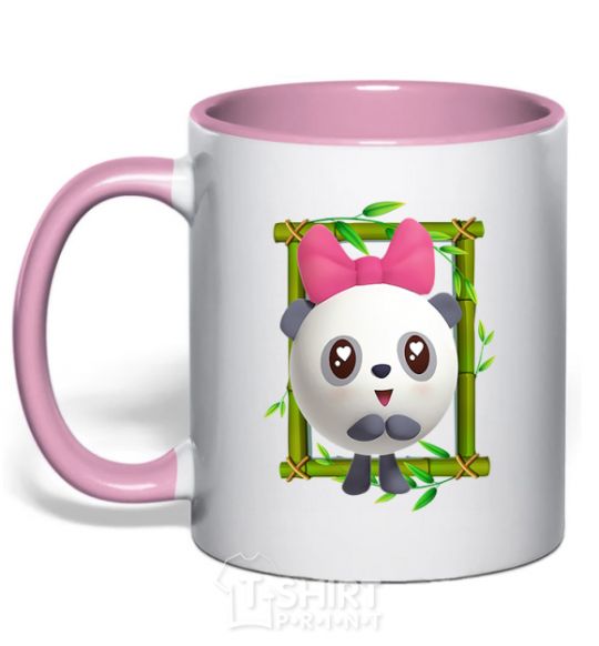 Mug with a colored handle Baby Panda light-pink фото