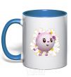 Mug with a colored handle Baby lambs royal-blue фото