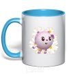 Mug with a colored handle Baby lambs sky-blue фото