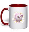Mug with a colored handle Baby lambs red фото