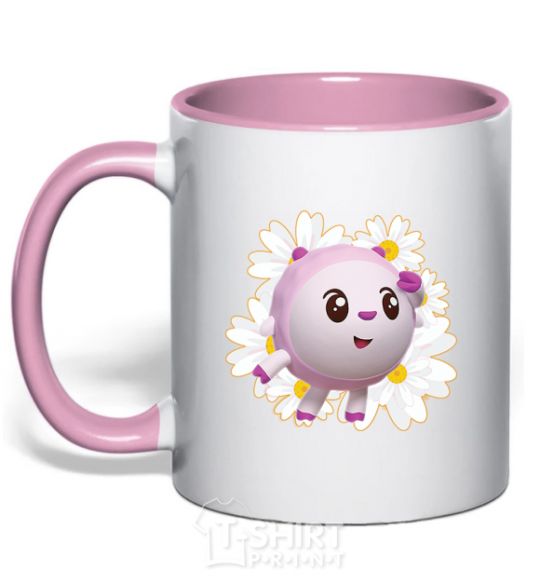 Mug with a colored handle Baby lambs light-pink фото