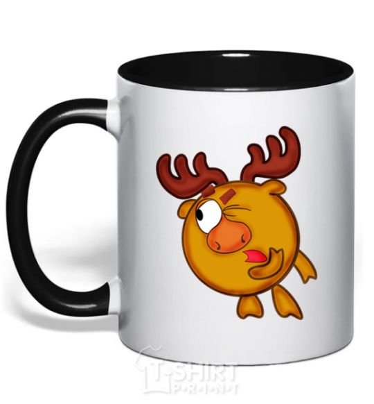 Mug with a colored handle Moose black фото