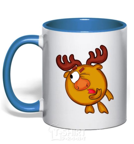 Mug with a colored handle Moose royal-blue фото