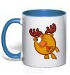 Mug with a colored handle Moose royal-blue фото