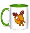 Mug with a colored handle Moose kelly-green фото