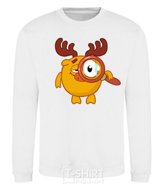 Sweatshirt Moose with a magnifying glass White фото