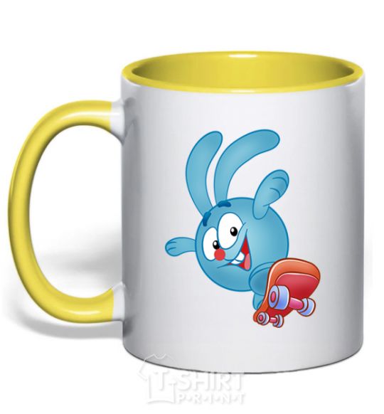 Mug with a colored handle Krosh yellow фото