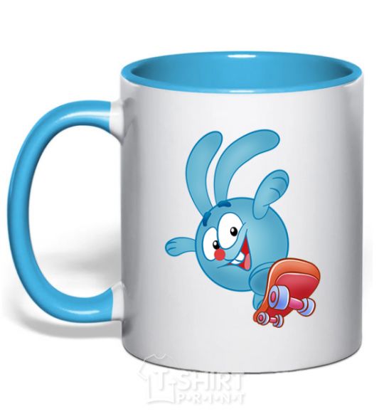 Mug with a colored handle Krosh sky-blue фото
